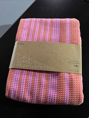 Norwex Pink & Orange Waffle Weave Stripe Throw